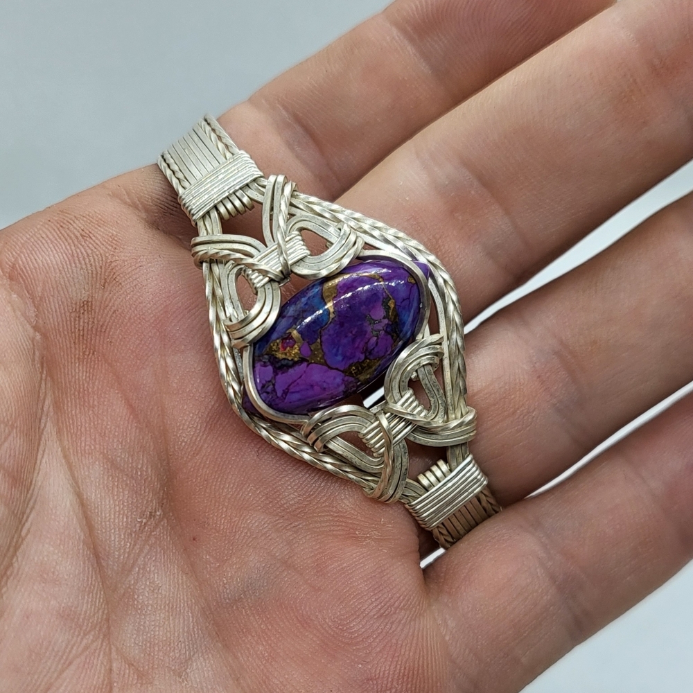 WireWorksbyjosh Purple Mohave turquoise bracelet sterling silver small